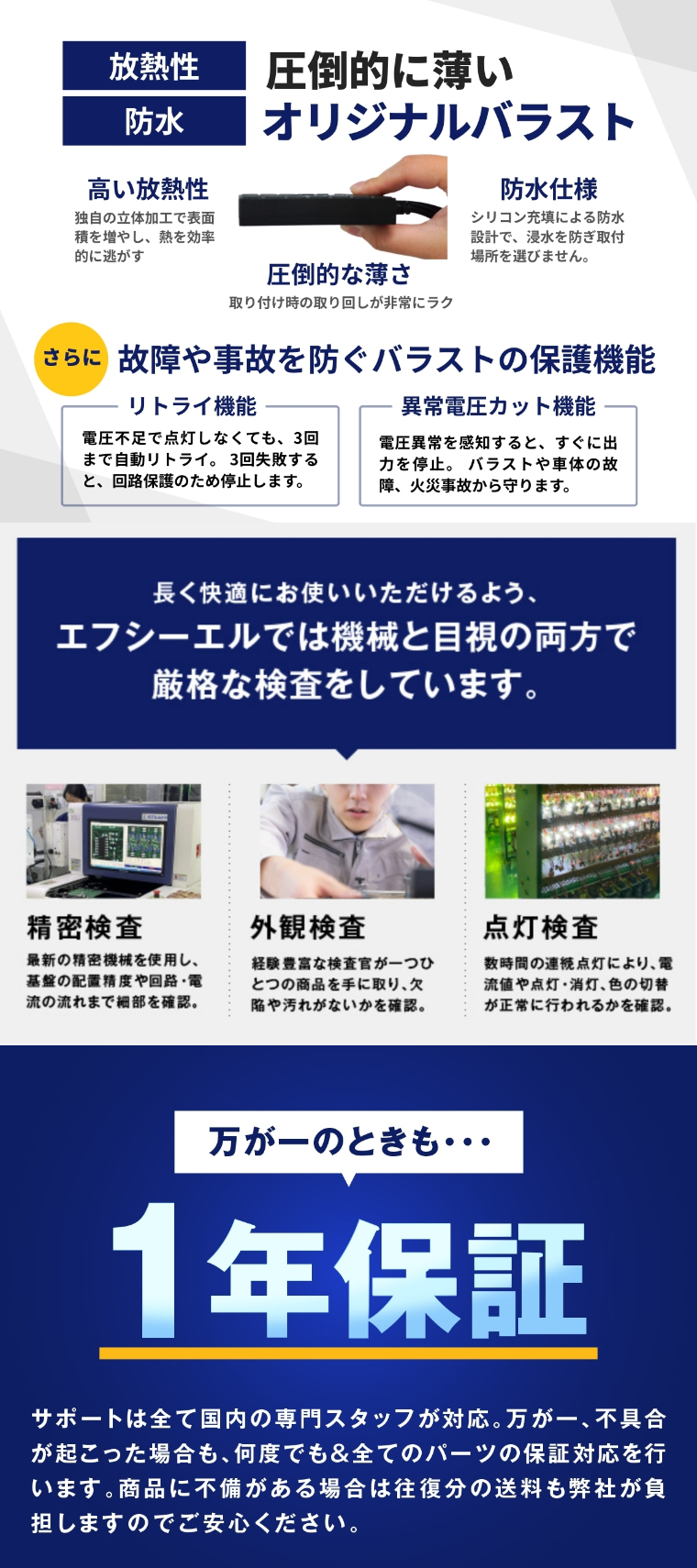 薄型バラスト 防水 保護機能