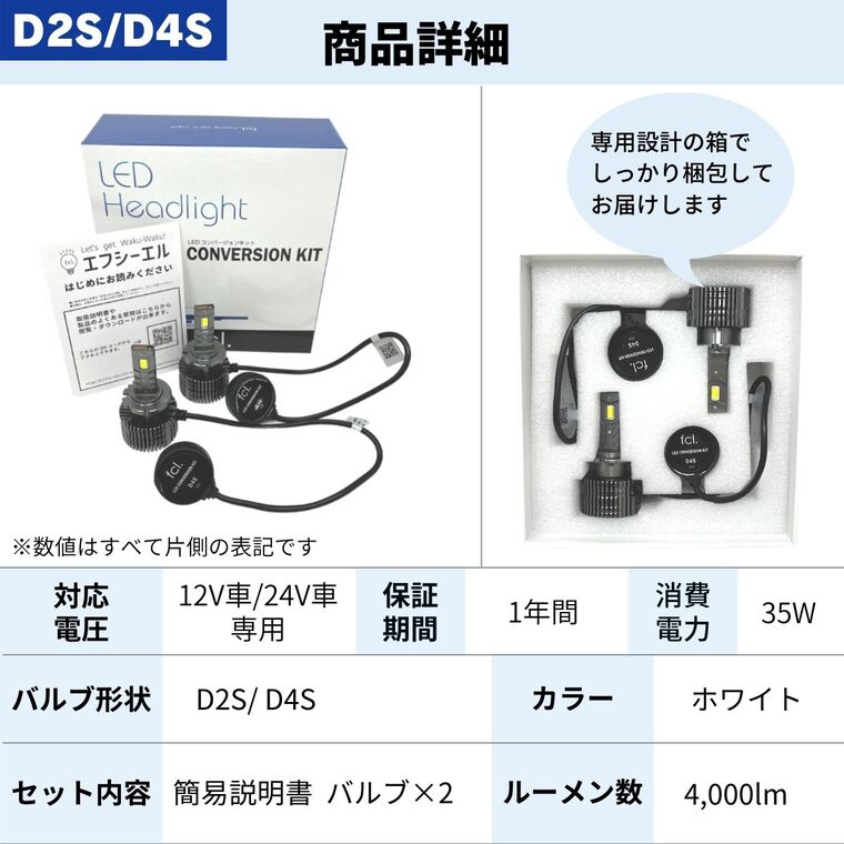 30日まで15%OFF】D2S D4S D1S D3S 純正HID用LED化キット バルブ交換タイプ LEDヘッドライト 輸入車対応 車検対応  1年保証 ホワイト | 【fcl.業販専用】LED・HIDの専門店 fcl. (エフシーエル)