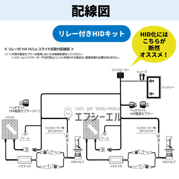 ○送料無料○ h4 hid キット 55w HID ハロゲン hi lo ヘッドライト hidキット リレー リレーレス H4 Hi Lo 6000k  8000k リレー付き fcl エフシーエル discoversvg.com