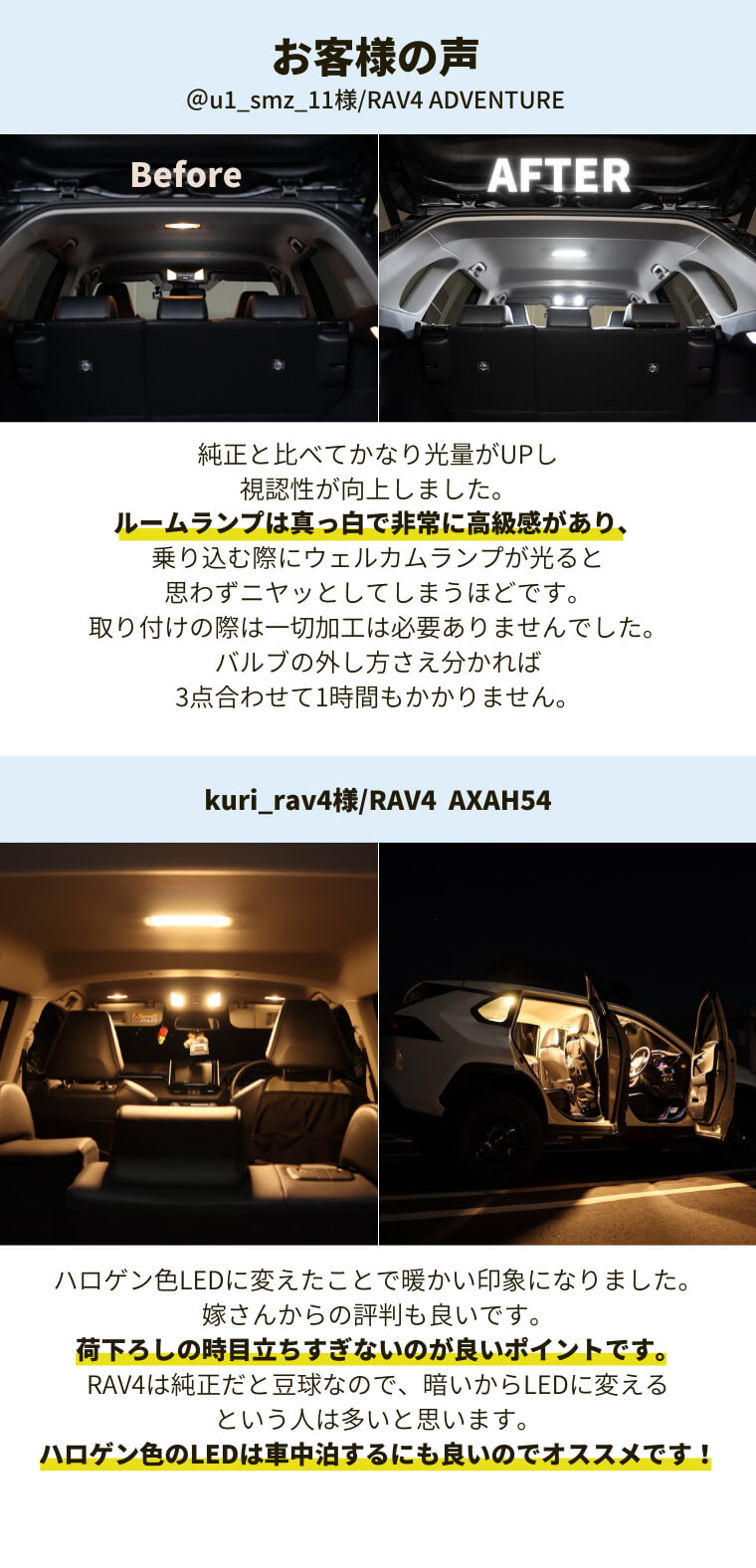 販売終了】【保証1週間/アウトレット品】【LEDルームランプ】50系 RAV4 専用 6点セット H31.3~R3.11 ホワイト ハロゲン色 |  【fcl.業販専用】LED・HIDの専門店 fcl. (エフシーエル)