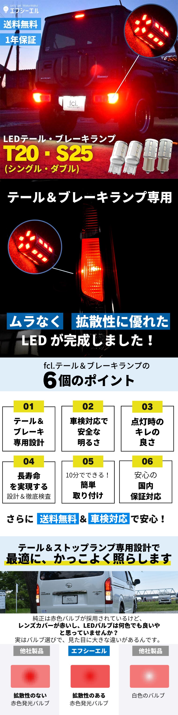 熱い販売 車検対応 高輝度 T20 LED ブレーキランプ 12V レッド 4個